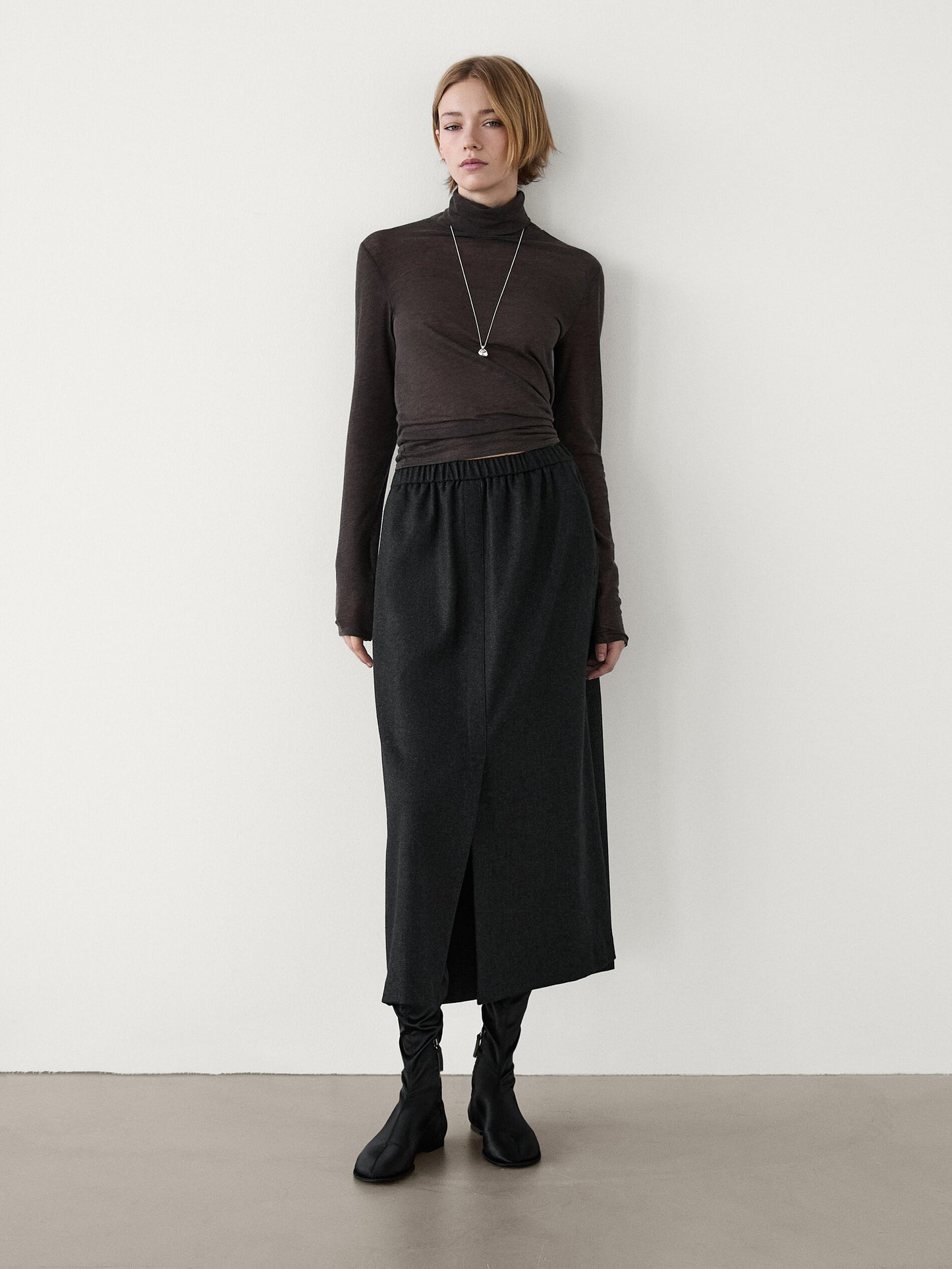 JUPE MIDI EN FLANELLE