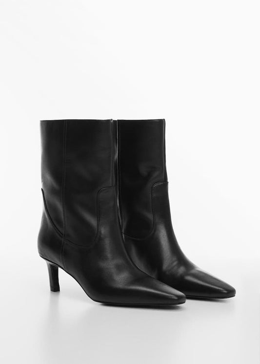 MANGO BOTTINES CUIR À TALON KITTEN HEEL