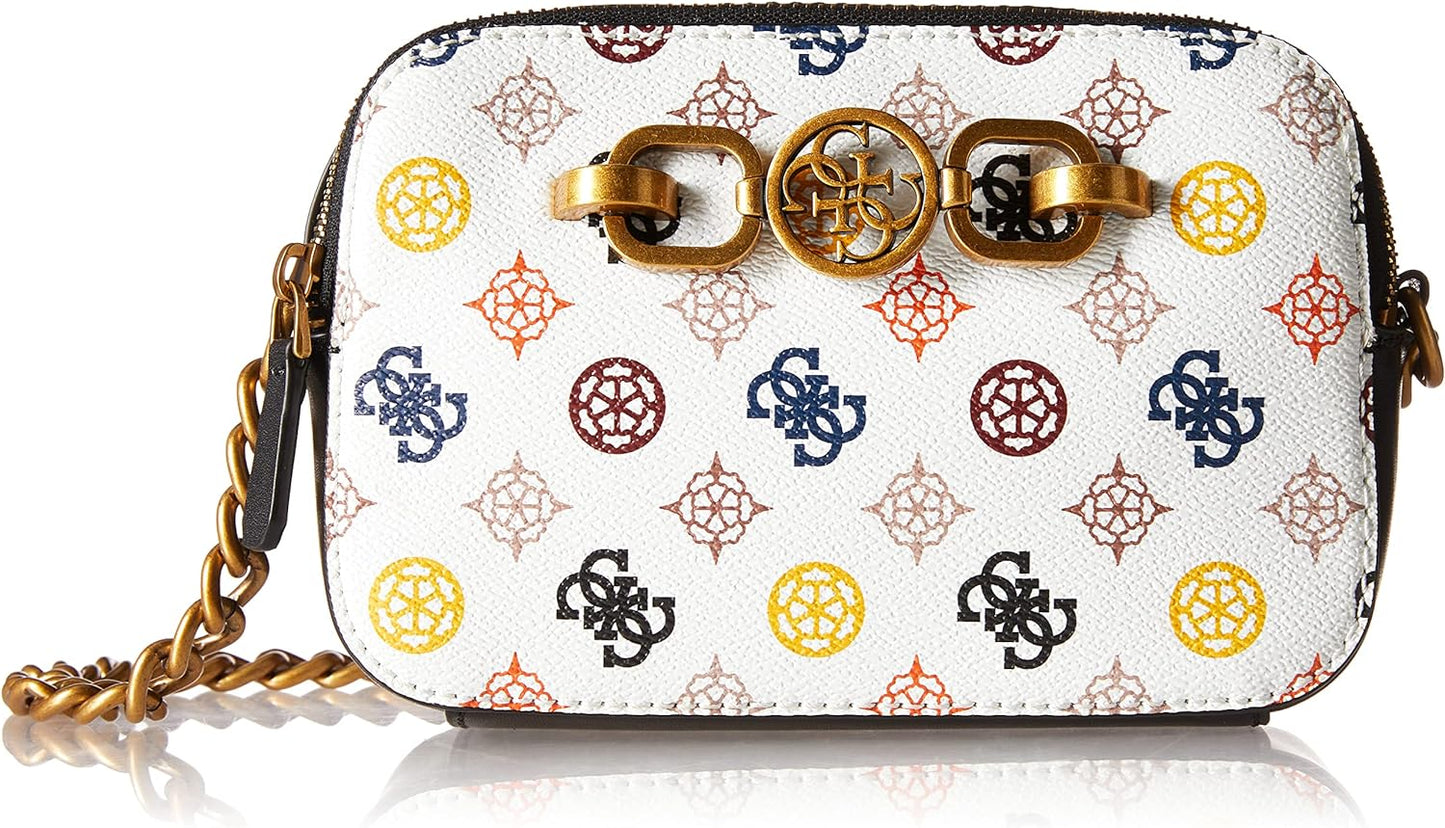 Sac GUESS Noelle Crossbody Camera, White Multicolore