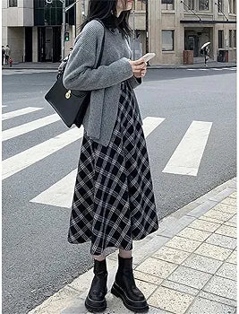 PLAID MIDI SKIRT