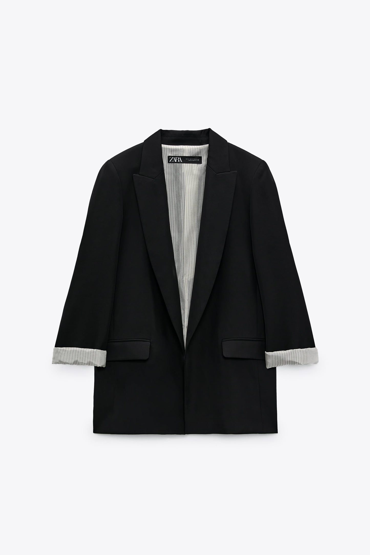 BLAZER EN  LIN AVEC REVERS AUX POIGNETS NOIR