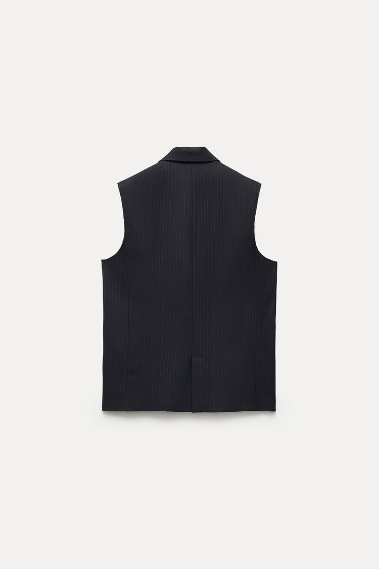Ensemble Gilet Sans Manches Oversize /Pantalon À Rayures Fines Collection ZW