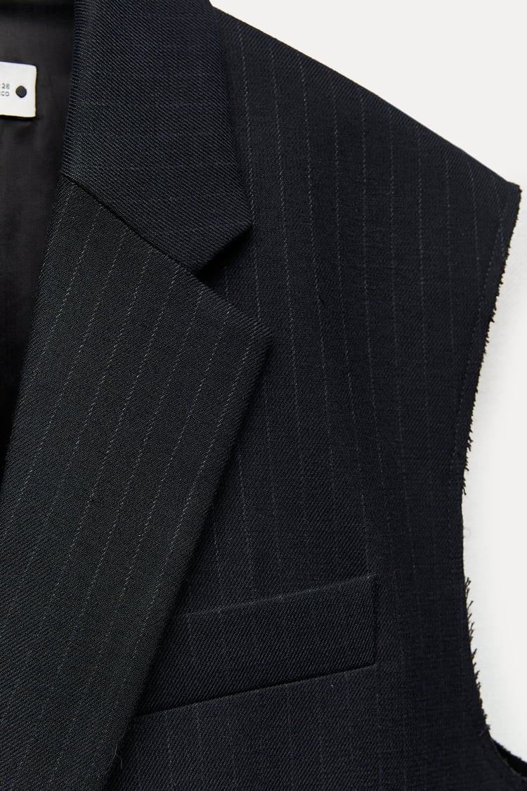 Ensemble Gilet Sans Manches Oversize /Pantalon À Rayures Fines Collection ZW