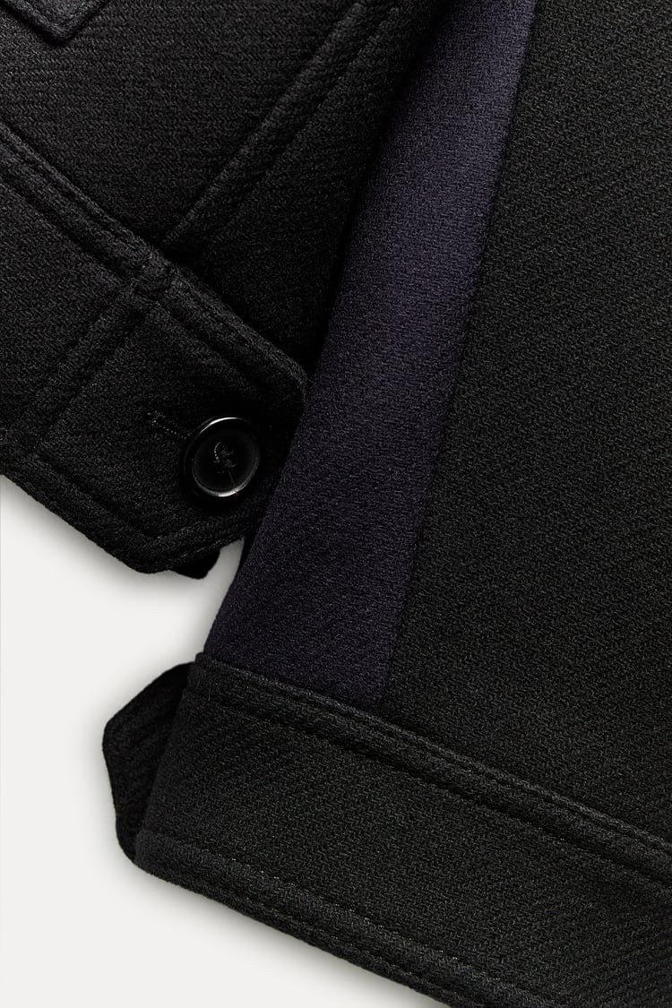 MANTEAU COURT À BLOCS DE COULEUR AVEC LAINE  COLLECTION ZW