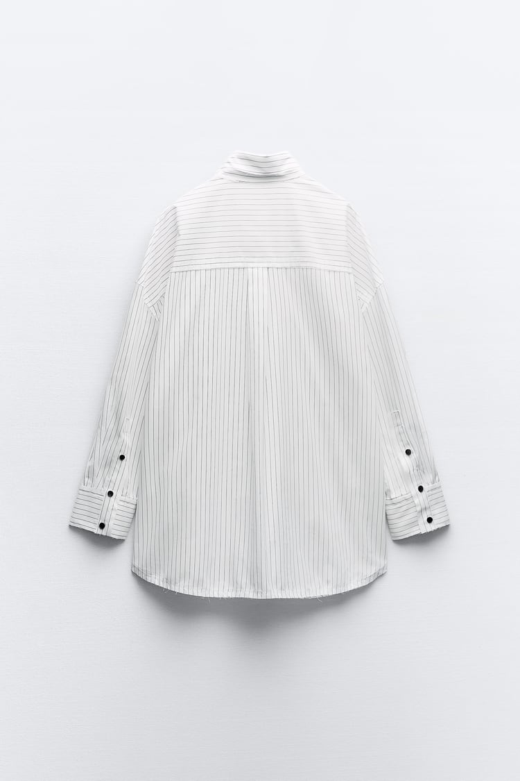 Chemise Oversize En Popeline Rayée Noir/Blanc