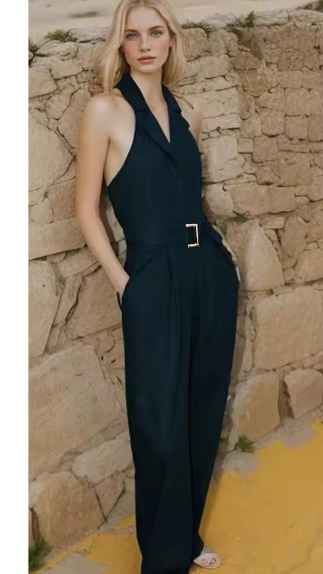 LONG LINEN BLEND JUMPSUIT