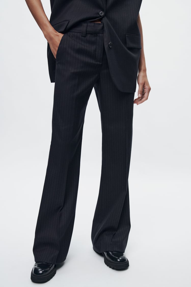 Ensemble Gilet Sans Manches Oversize /Pantalon À Rayures Fines Collection ZW