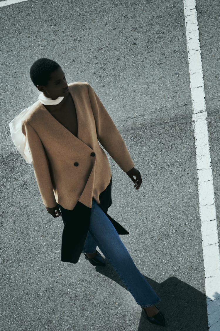 MANTEAU À BLOCS DE COULEUR AVEC LAINE