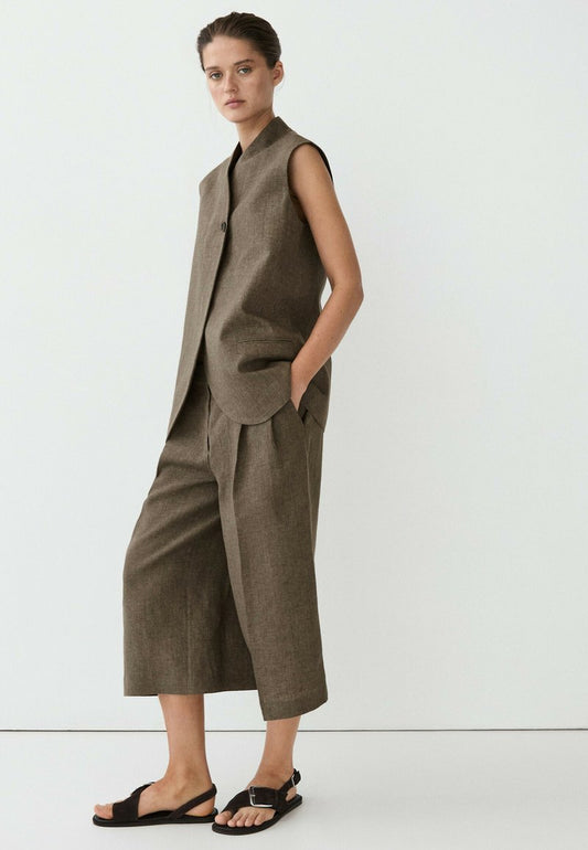 ENSEMBLE GILET | BERMUDA FLUIDE EN LIN MÉLANGÉ