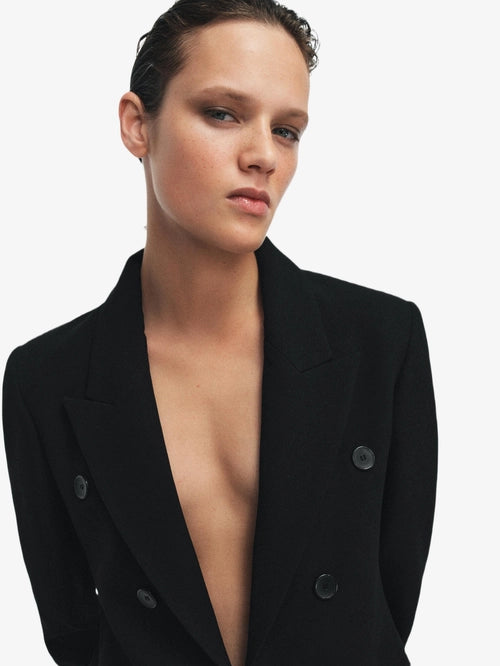 BLAZER ASYMÉTRIQUE À CARREAUX AVEC LAINE ZW COLLECTION LIMITED EDITION