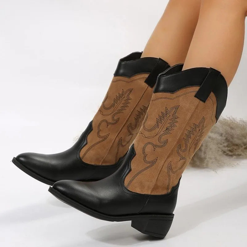 BOTTINES LEATHER HEELED COWBOY ANKLE BOOTS