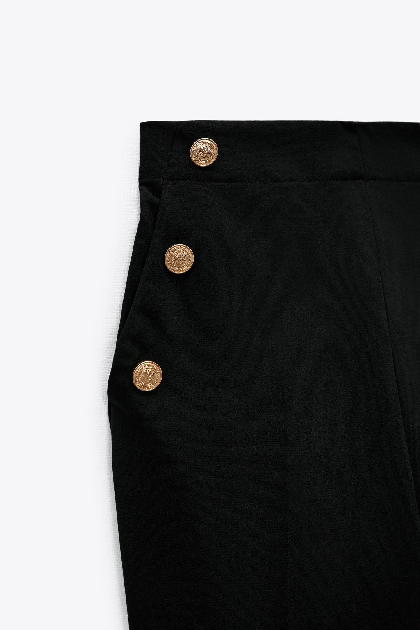 Pantalon Droit À Boutons Noir