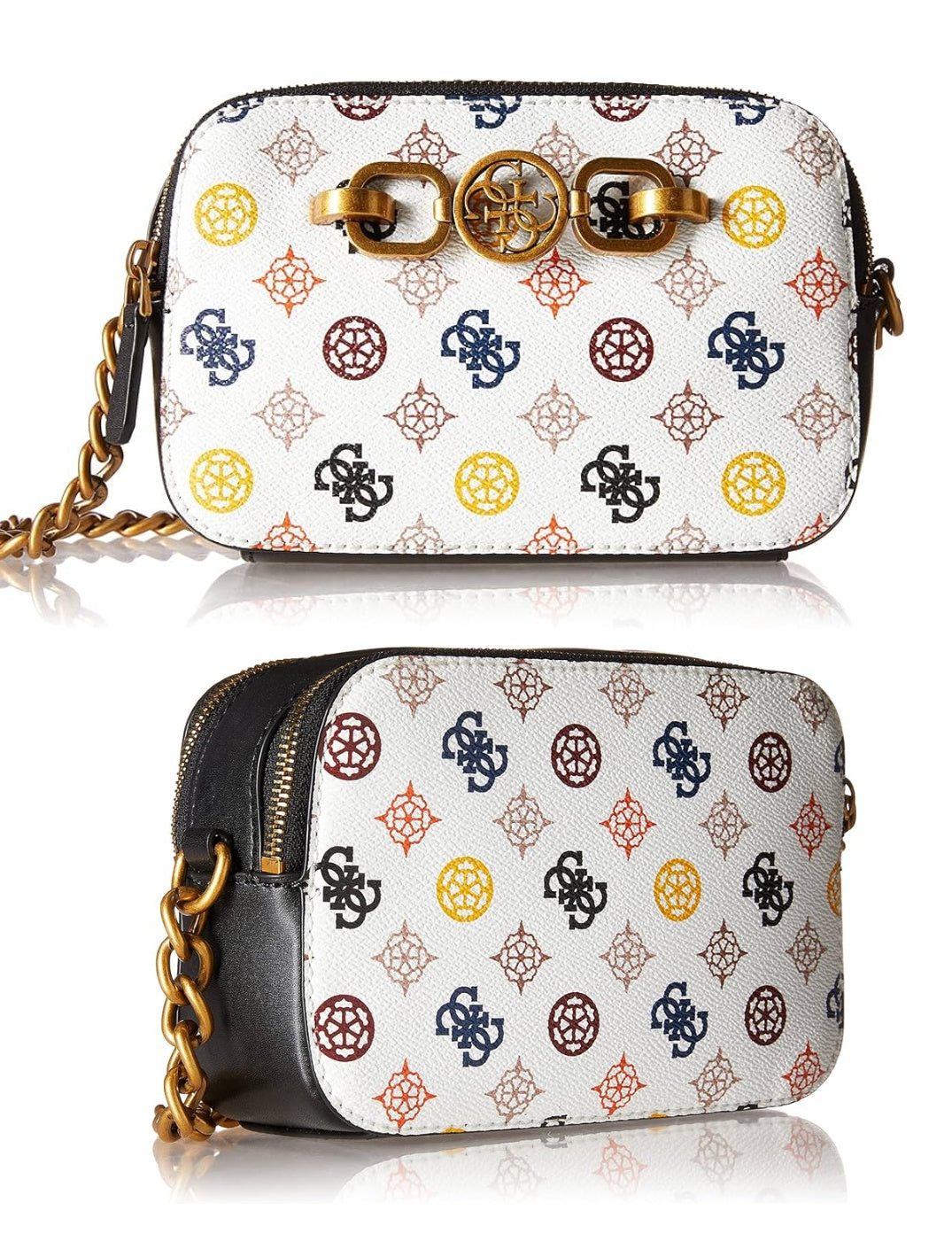 Sac GUESS Noelle Crossbody Camera, White Multicolore