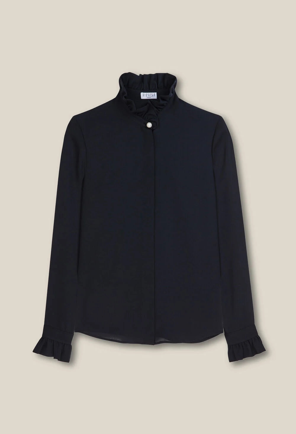 CLAUDIE PIERLOT CHEMISE COL VICTORIEN MARINE