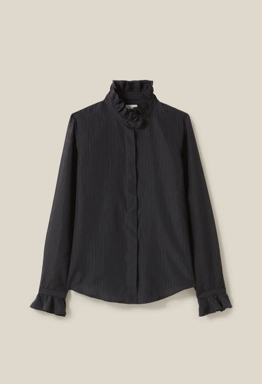 CLAUDIE PIERLOT CHEMISE FLUIDE À COL VOLANTÉ RAYURES