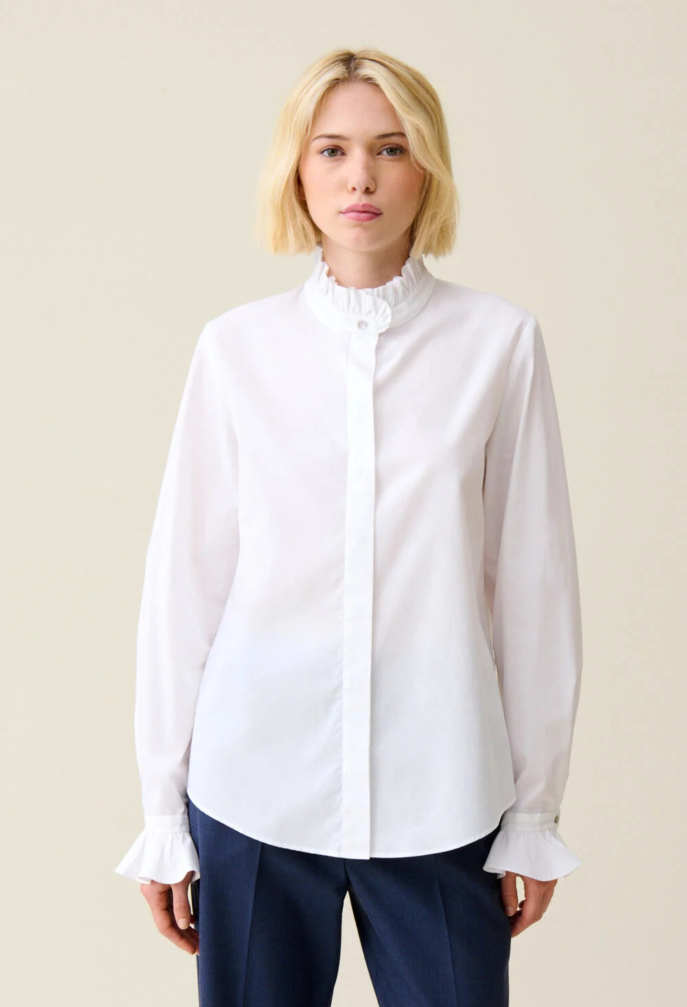 CLAUDIE PIERLOT CHEMISE BLANCHE COL VOLANTÉ