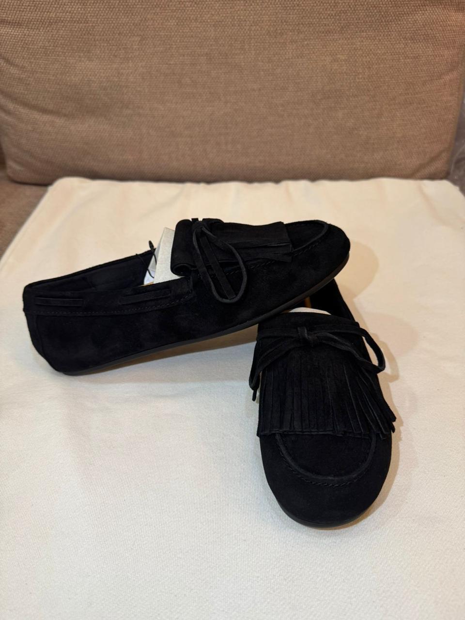 MOCASSINS OFF THE HOOK EN DAIM KENNET À FRANGES