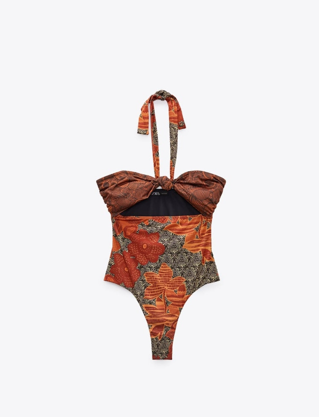 Maillot de Bain Rouge Orangé Bandeau Imprimé