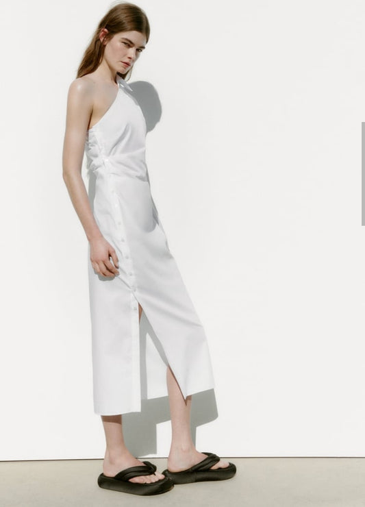 ROBE GABARDINE ASYMÉTRIQUE