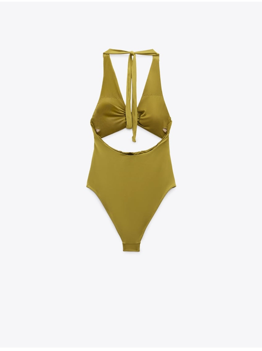 MAILLOT DE BAIN DOS NU À PIÈCE MÉTALLIQUE VERT OLIVE