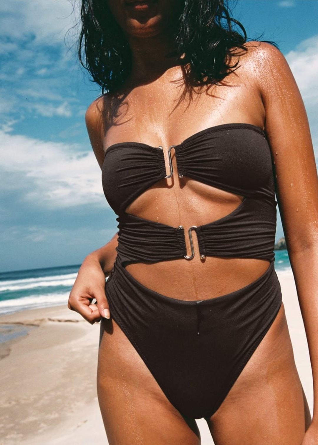 MAILLOT DE BAIN BUSTIER AJOURÉ CHOCOLAT