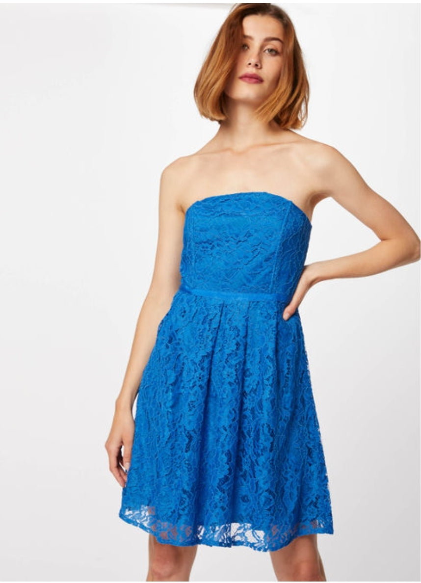 MORGAN ROBE BUSTIER DENTELLE PEACOCK BLUE