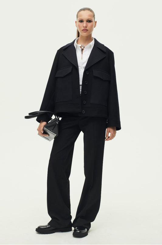 MANTEAU COURT À BLOCS DE COULEUR AVEC LAINE  COLLECTION ZW
