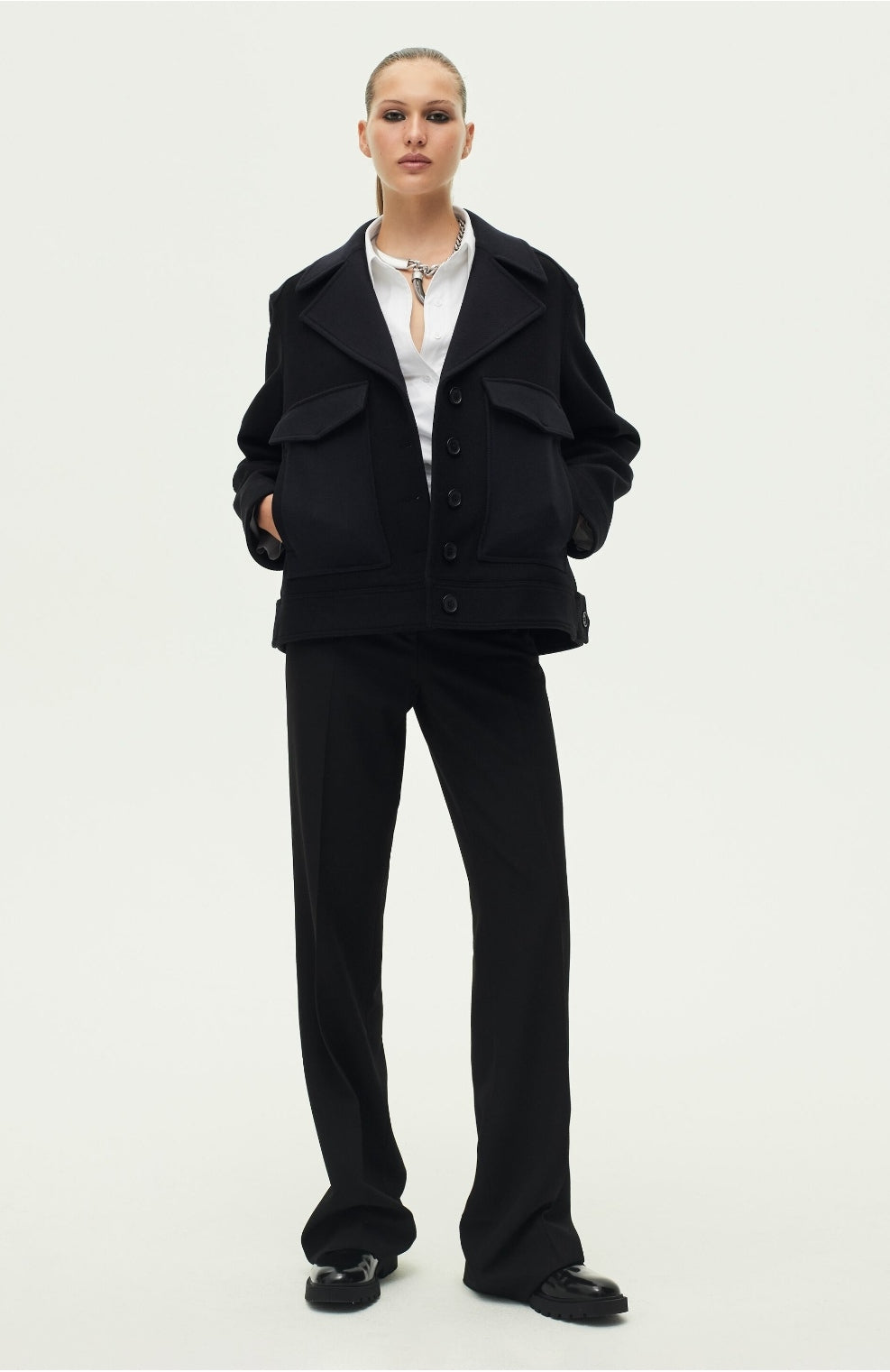 MANTEAU COURT À BLOCS DE COULEUR AVEC LAINE  COLLECTION ZW