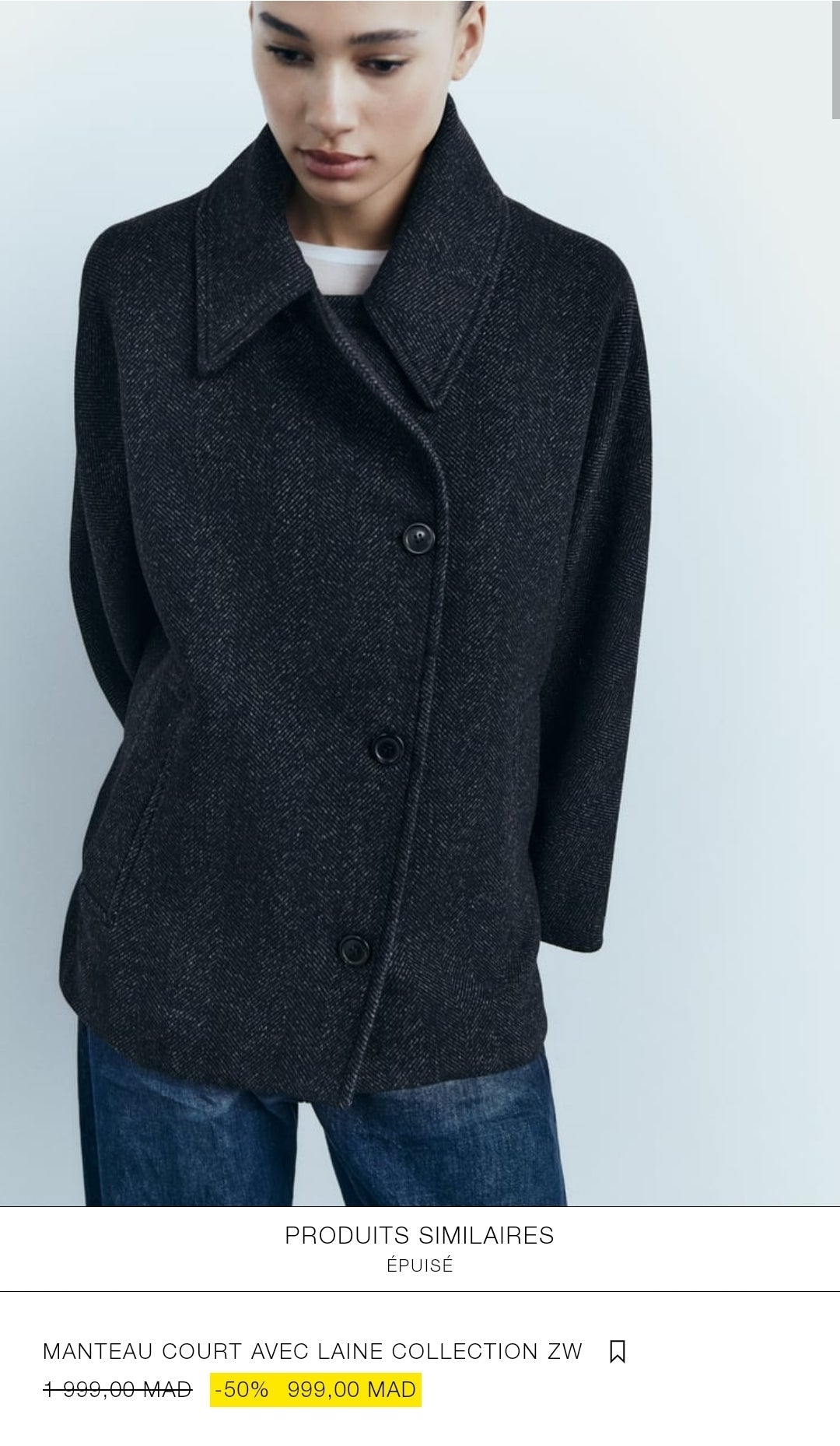 MANTEAU COURT AVEC LAINE COLLECTION ZW