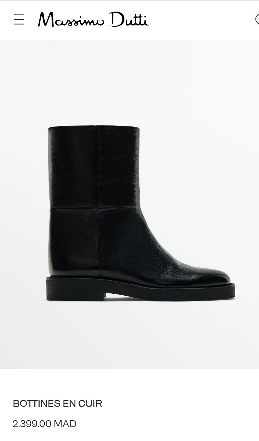 MASSIMO DUTTI BOTTINES EN CUIR DE VACHETTE