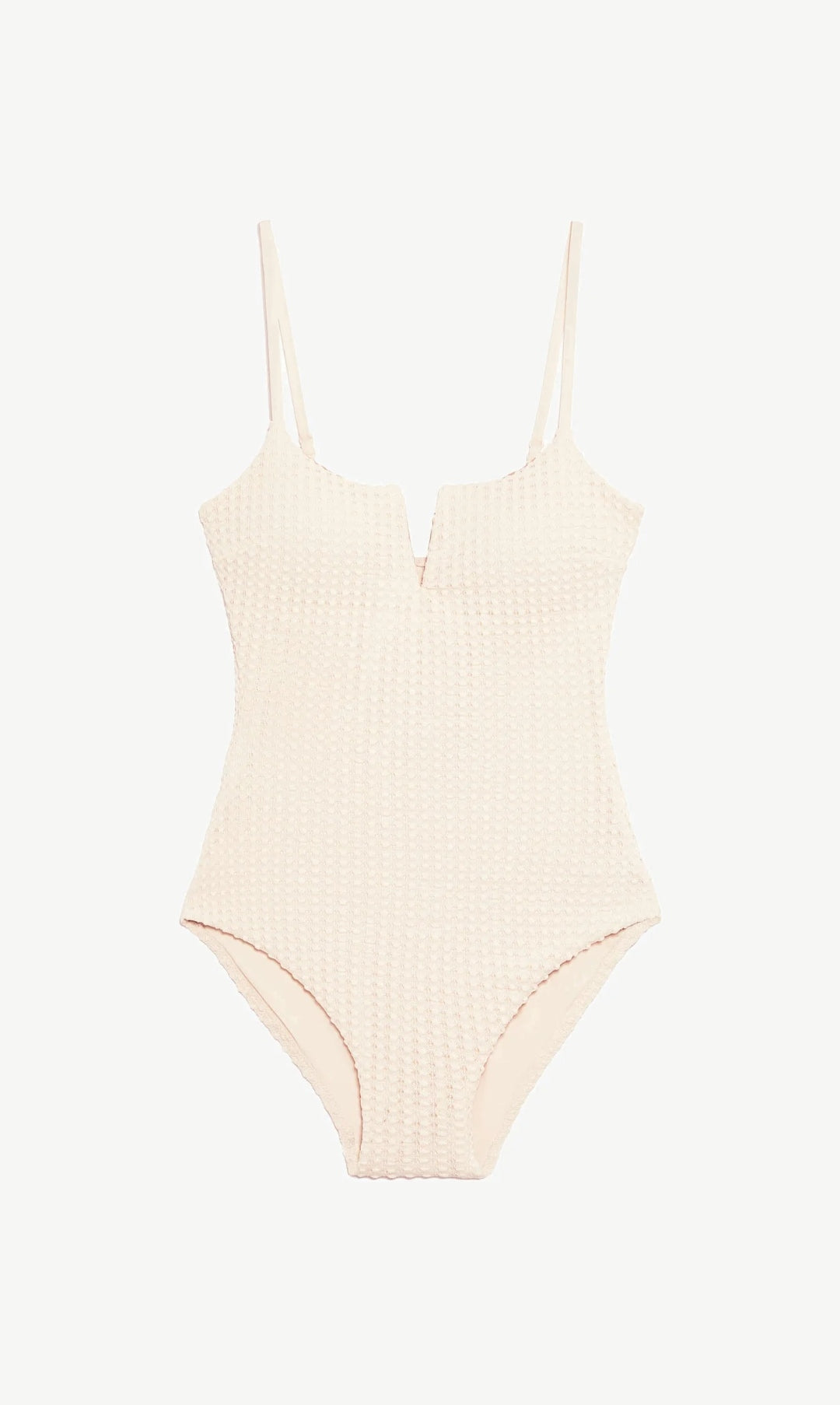 OYSHO MAILLOT DE BAIN À DÉCOLLETÉ EN V ET TEXTURE BULLE NATUREL