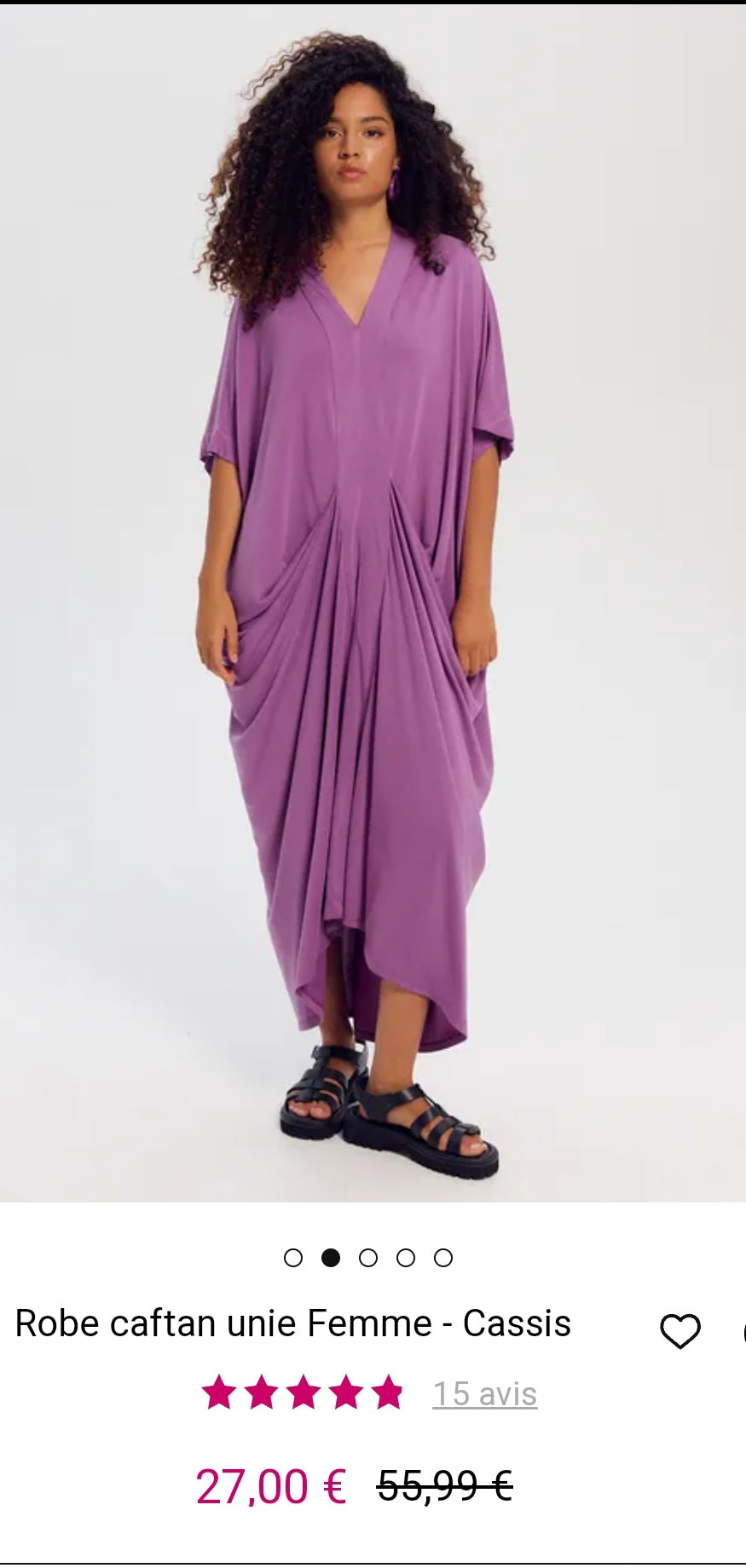 Robe Caftan Unie Femme Cassis Promod