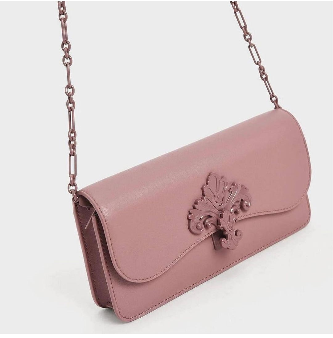 CHARLES & KHEITH Sac Meriah  Meriah Turn-Lock Wallet Mauve 💜