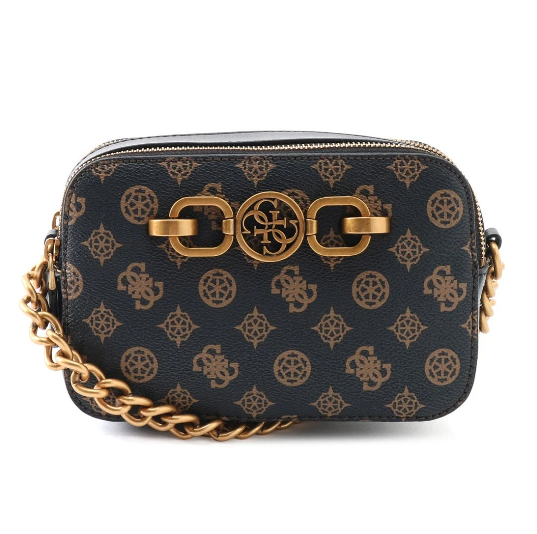 GUESS Black Brown Noelle Crossbody Camera Bag