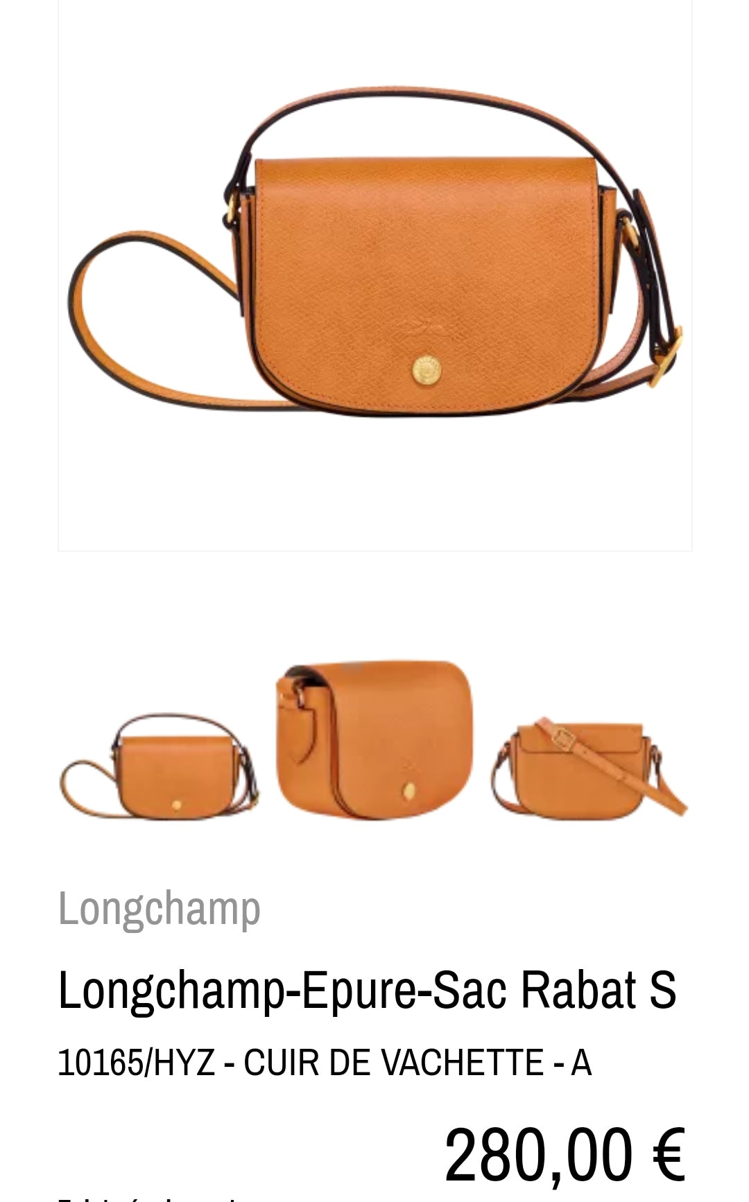 LONGCHAMP Sac -Épure- Rabat S  🧡  Leather