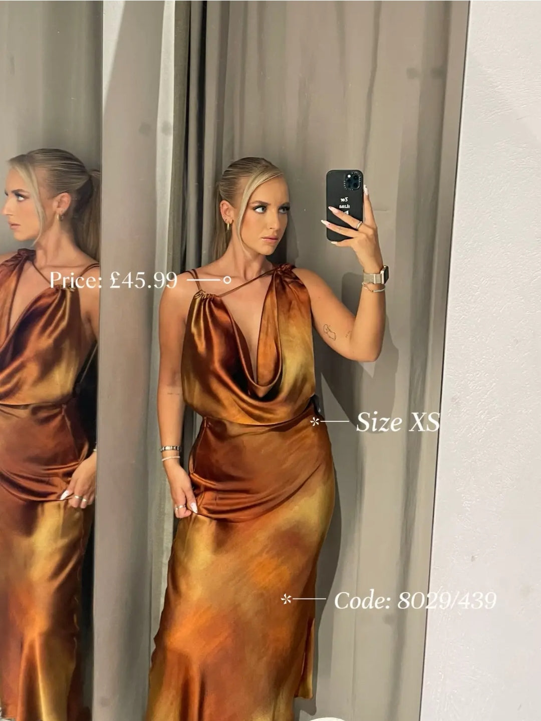 Robe En Satin Imprimée Ocre