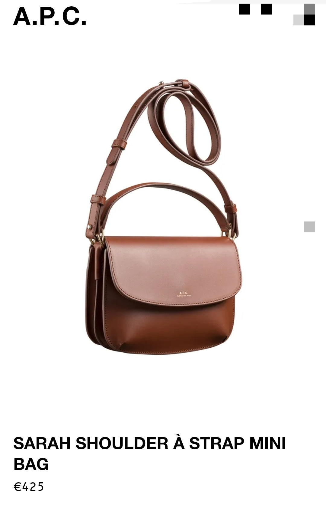 A.P.C SARAH SHOULDER À STRAP MINI BAG NUT BROWN