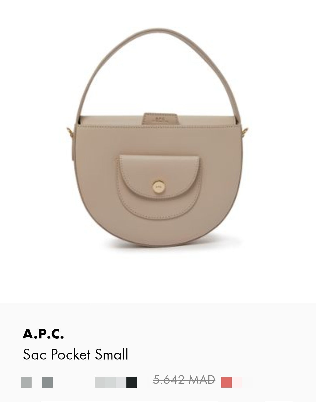 A.P.C. SAC POCKET SMALL TAUPE