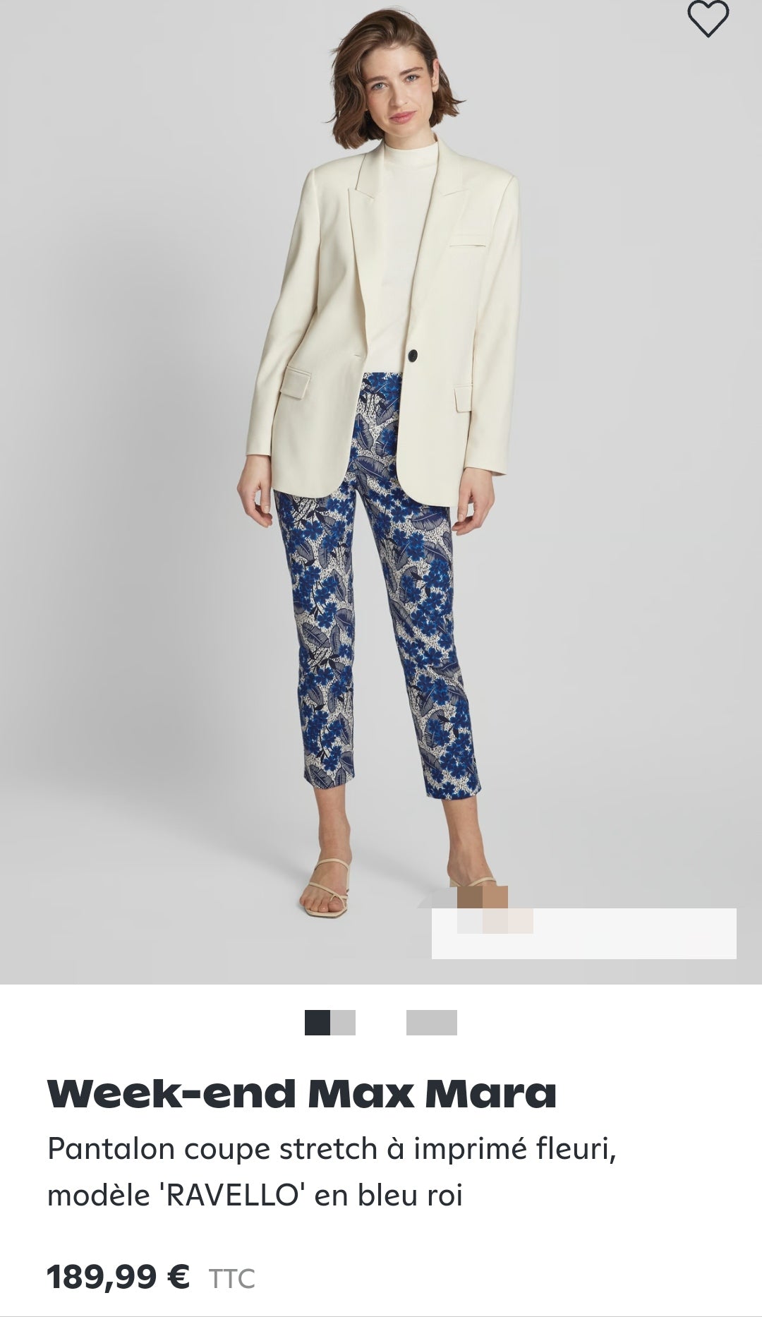 WEEKEND MAX MARA PANTALON CIGARETTE EN COTON IMPRIMÉ BLEUET