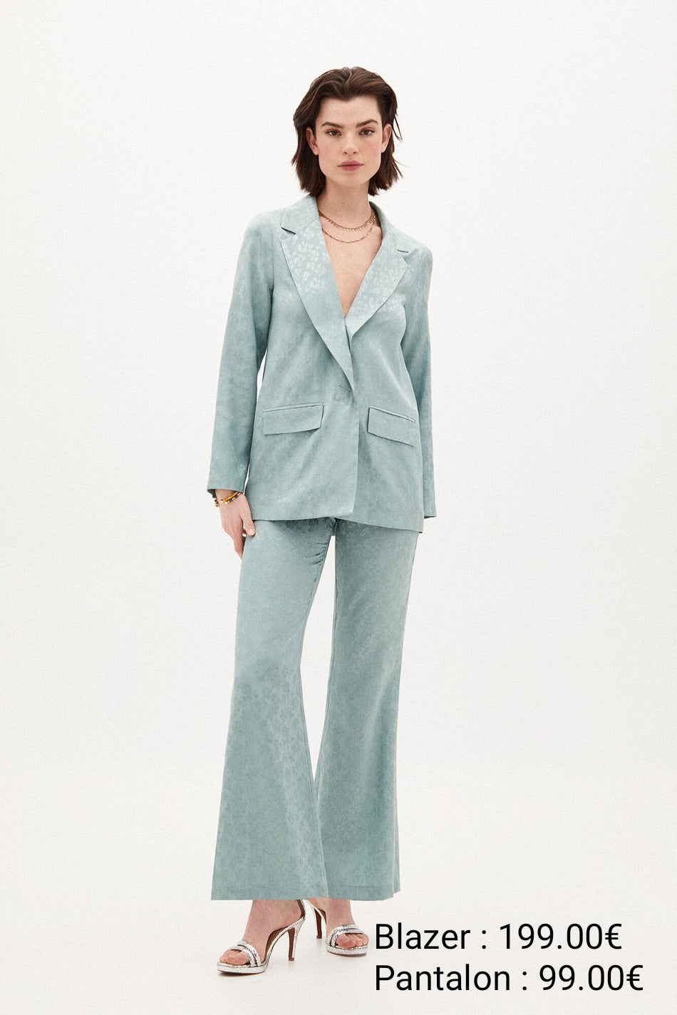 HOSS INTROPIA CORTEFIEL Ensemble Blazer Emma Ajusté / Pantalon Ancho Large Satiné En Jacquard