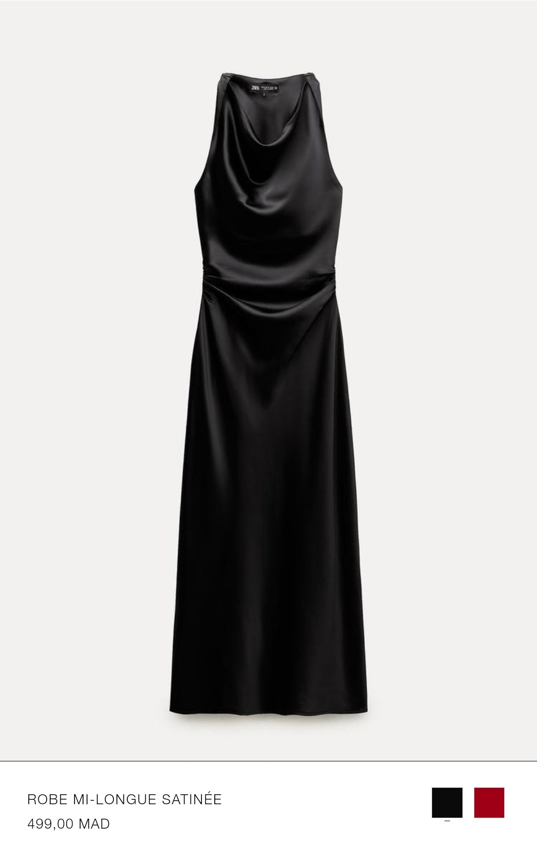 ROBE MI-LONGUE SATINÉE NOIRE