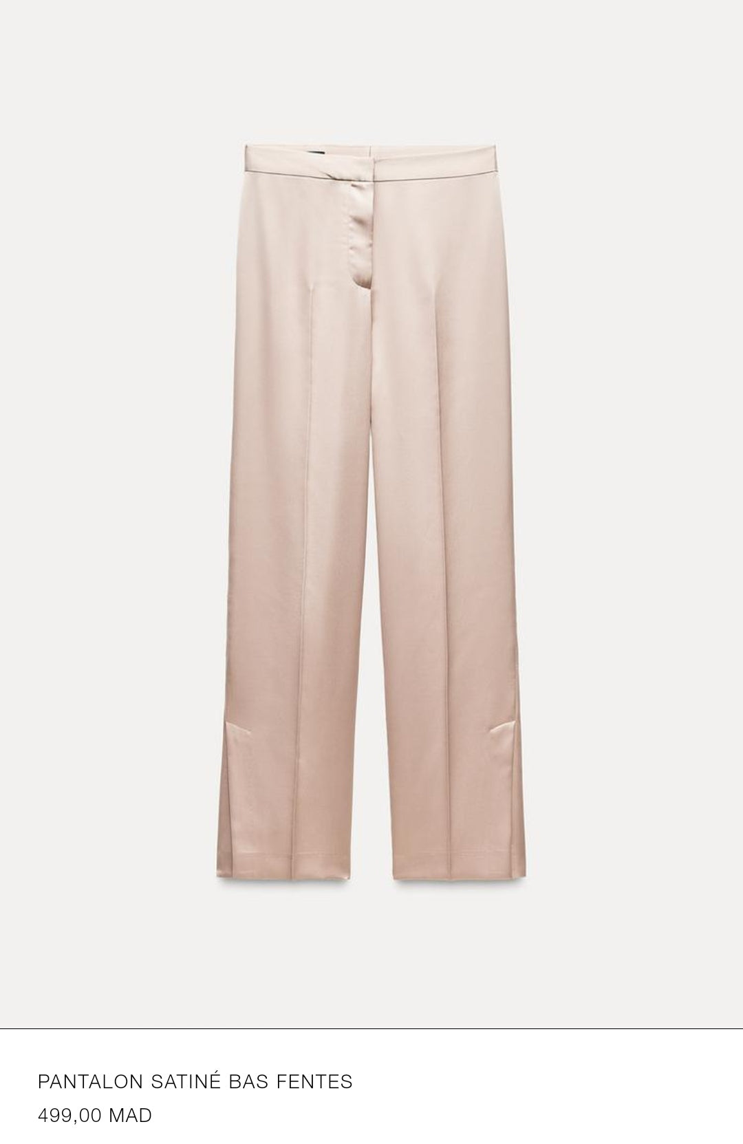 PANTALON SATINÉ BAS FENTES ROSE POUDRÉ