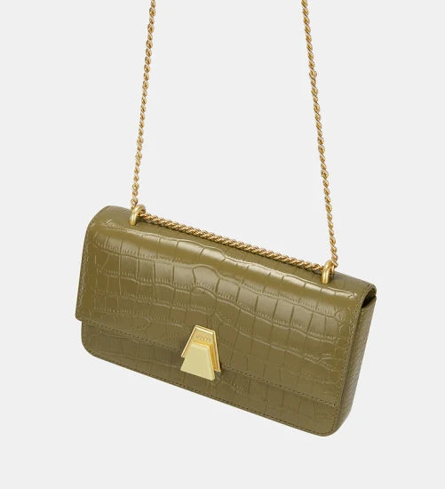 PEDRO Sac Croco Avec Chaîne Convertible - GREEN 💚