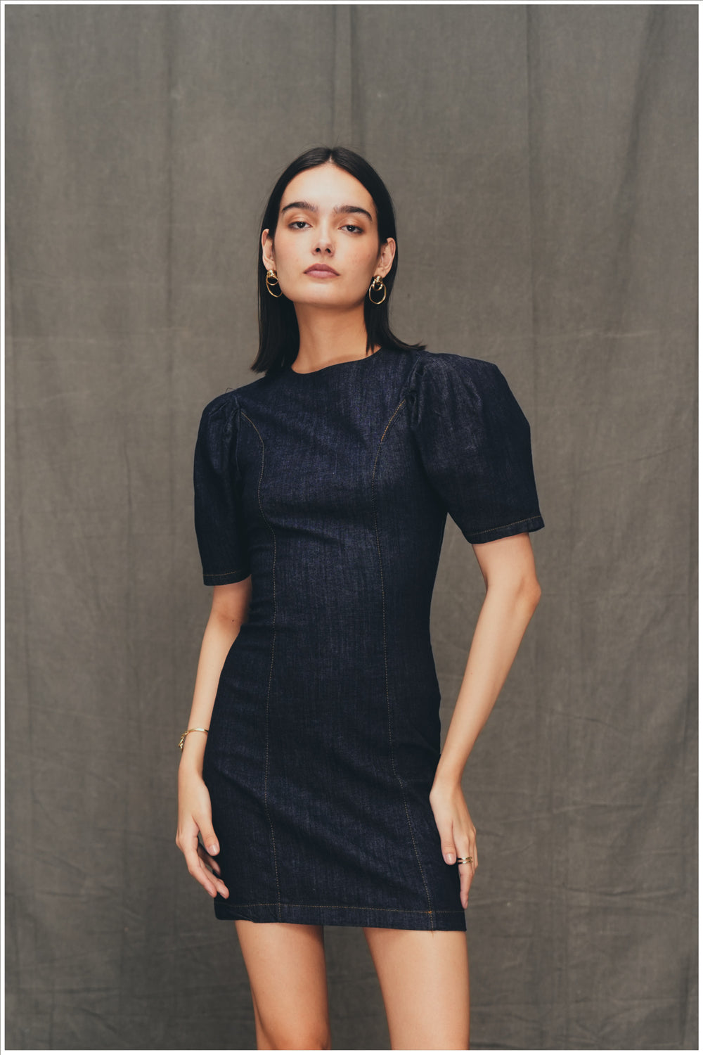 ROBE COURTE EN DENIM Z1975 À MANCHES BOUFFANTES