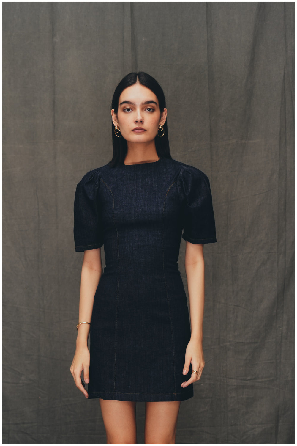 ROBE COURTE EN DENIM Z1975 À MANCHES BOUFFANTES