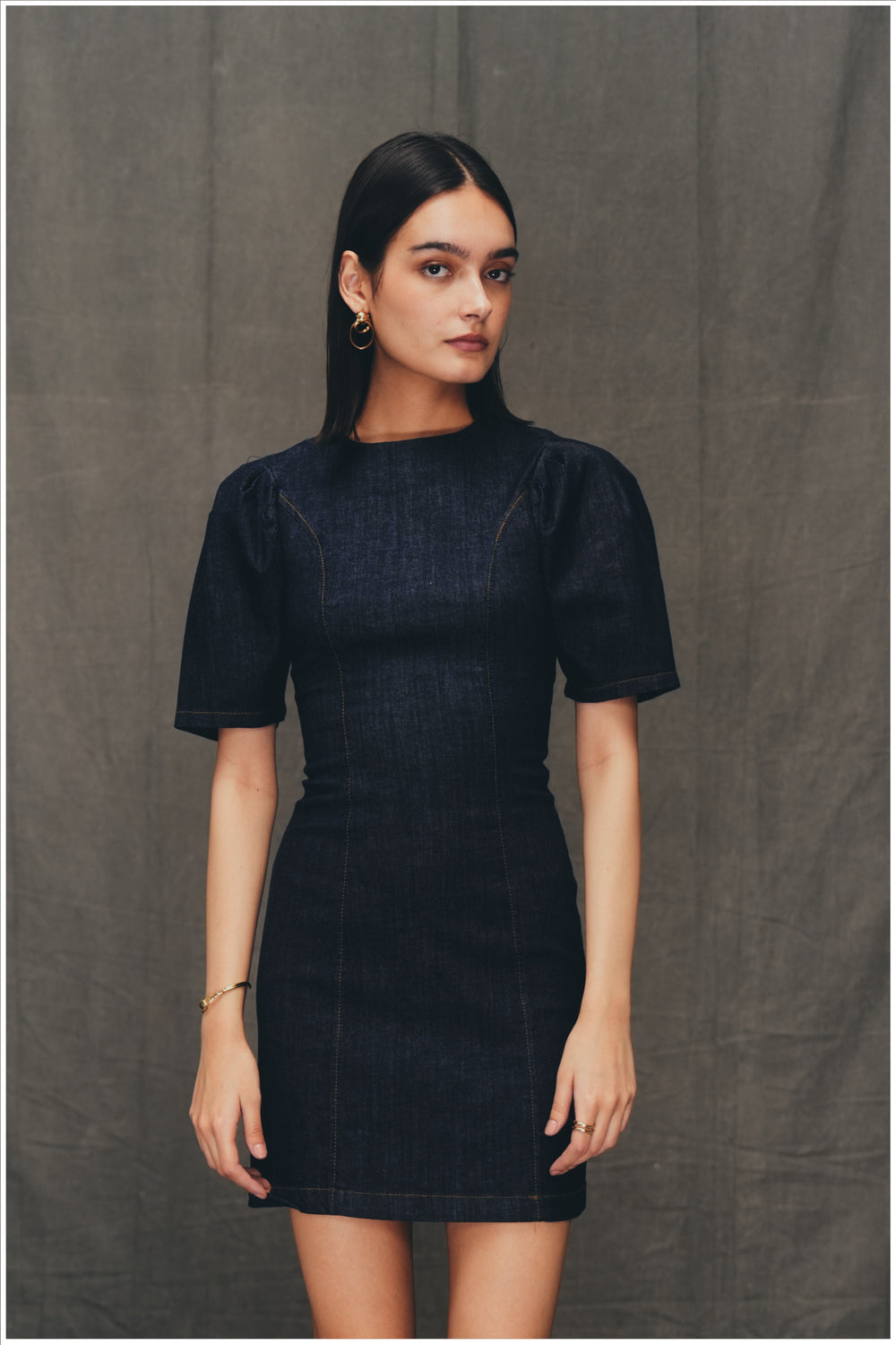 ROBE COURTE EN DENIM Z1975 À MANCHES BOUFFANTES