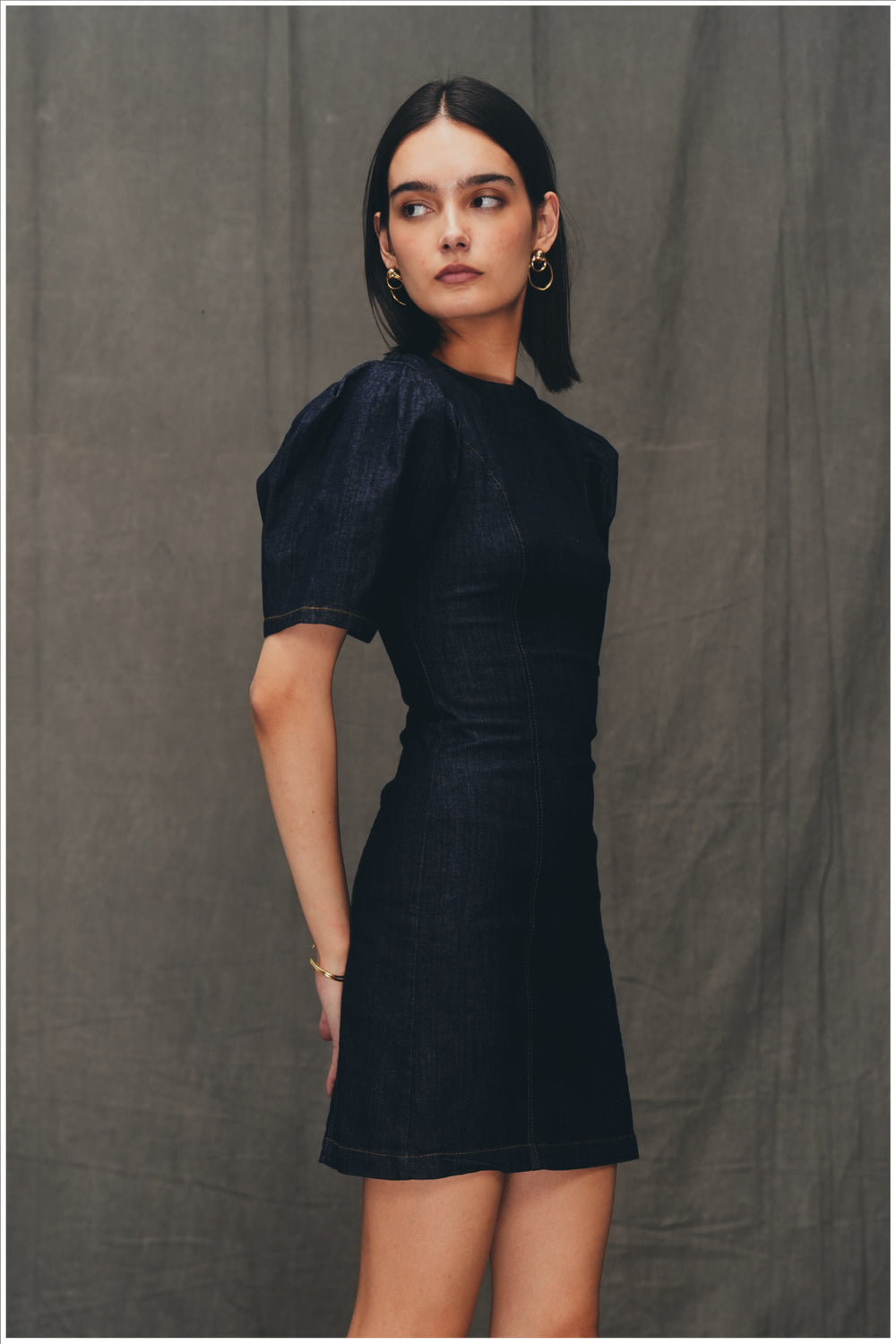 ROBE COURTE EN DENIM Z1975 À MANCHES BOUFFANTES