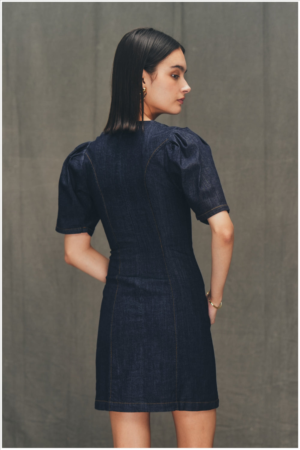 ROBE COURTE EN DENIM Z1975 À MANCHES BOUFFANTES