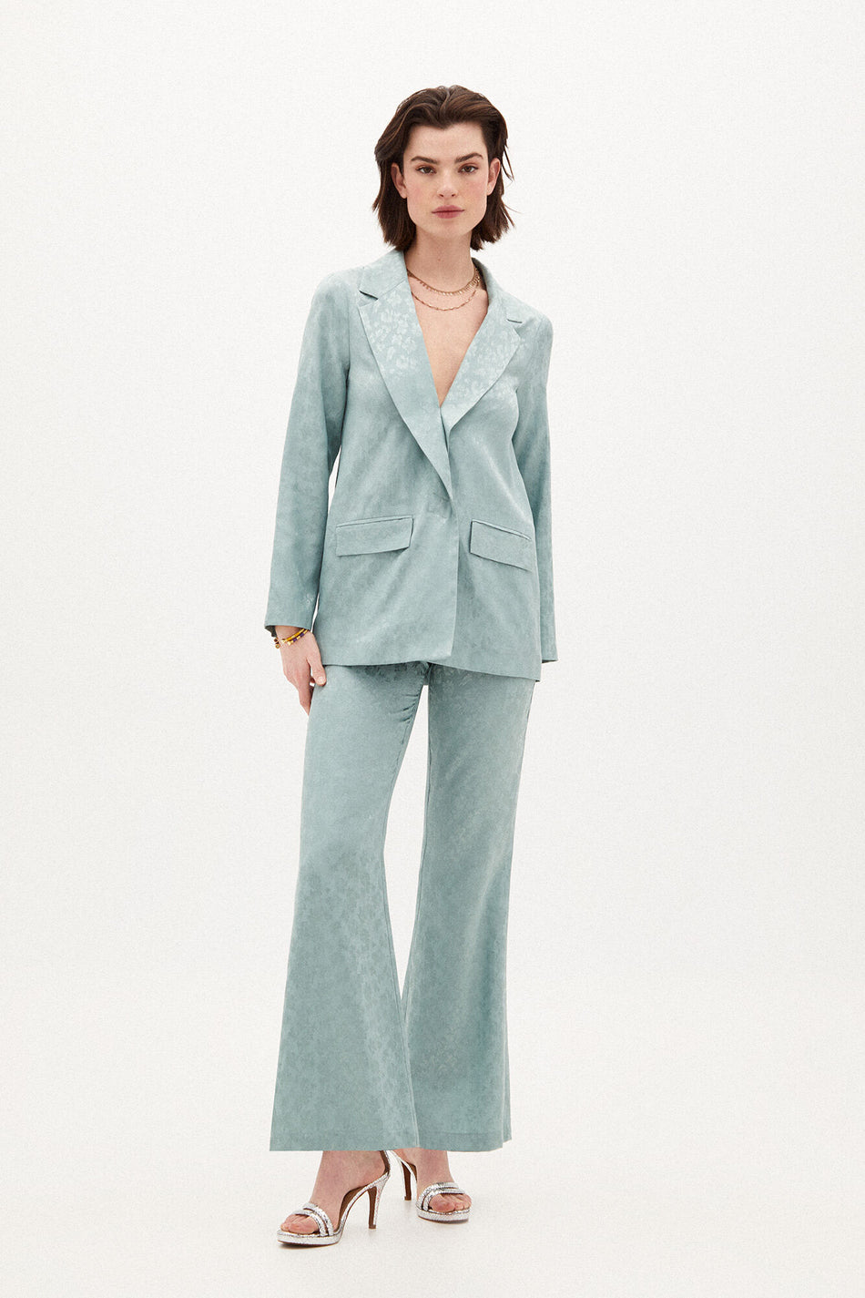 HOSS INTROPIA CORTEFIEL Ensemble Blazer Emma Ajusté / Pantalon Ancho Large Satiné En Jacquard