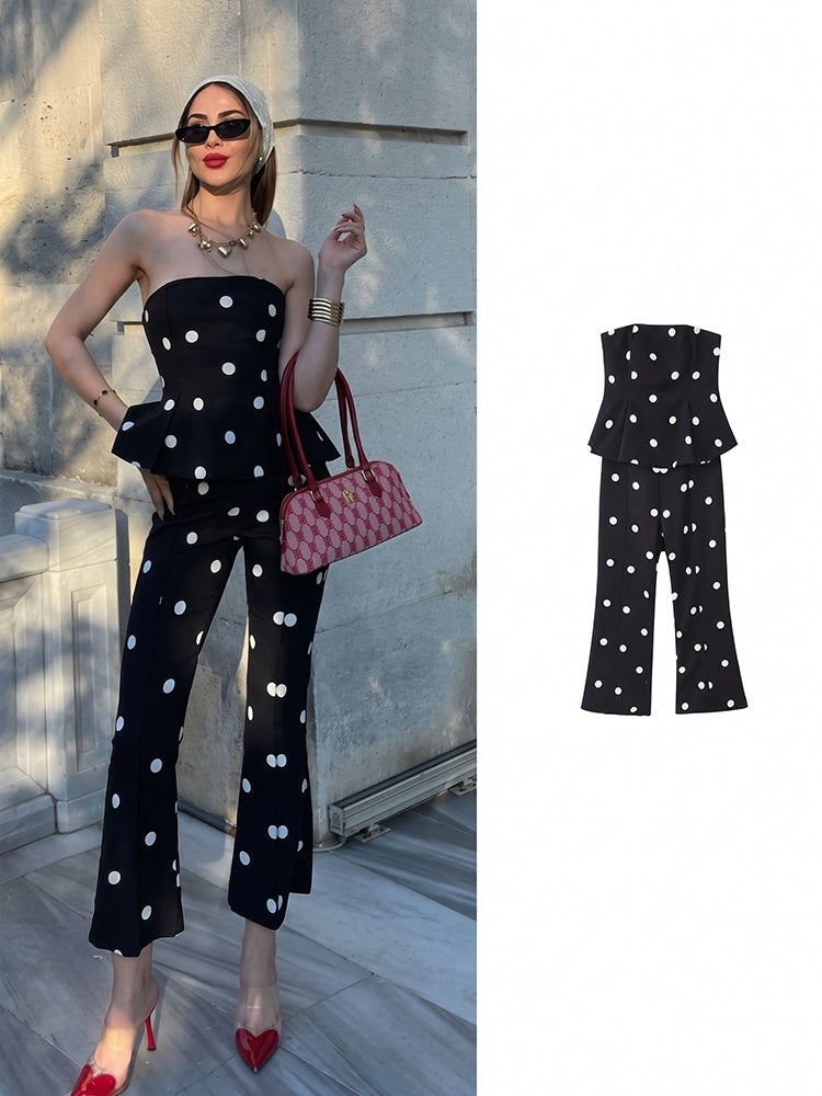 COMBINAISON BUSTIER À POIS